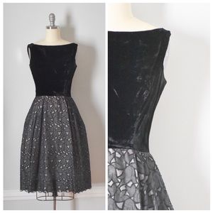 50s Velvet and Lace Vintage Dress